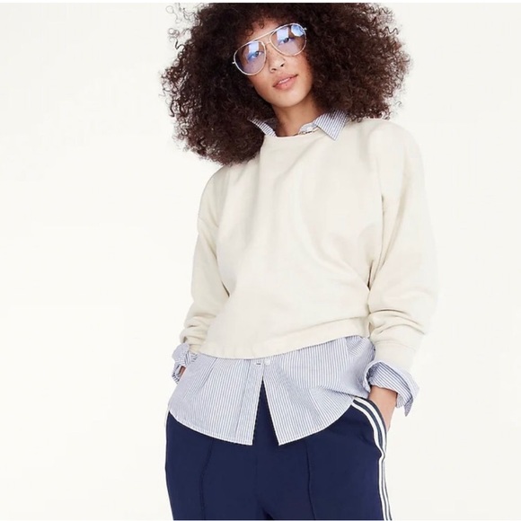 NWT J. Crew University Terry Cropped Crewneck Sweatshirt - Size Small pink - Picture 10 of 12